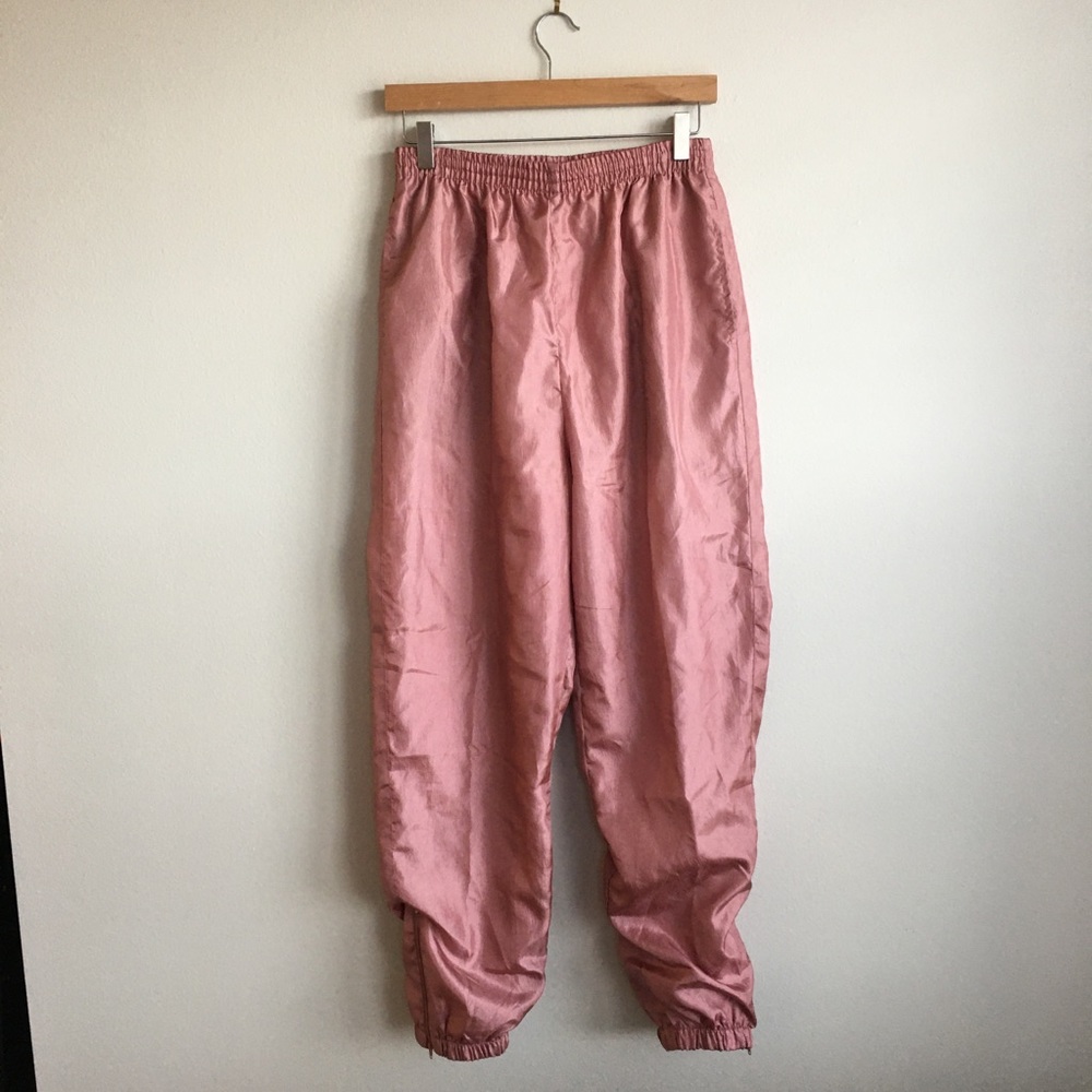 Vintage 90s Metallic Pink Jogger Ski Pants